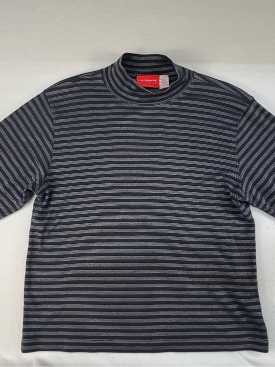 Liz Claiborne Tops - Liz Claiborne Men’s Navy and Gray Striped Turtleneck Sweater